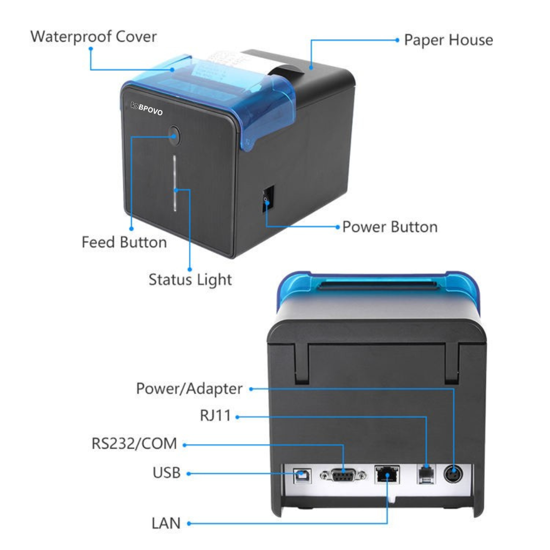 BPOVO ZY905 High-Speed Thermal POS Printer