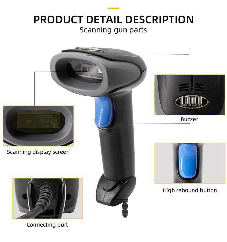 U8 2D wired barcode scanning gun(50W globally)